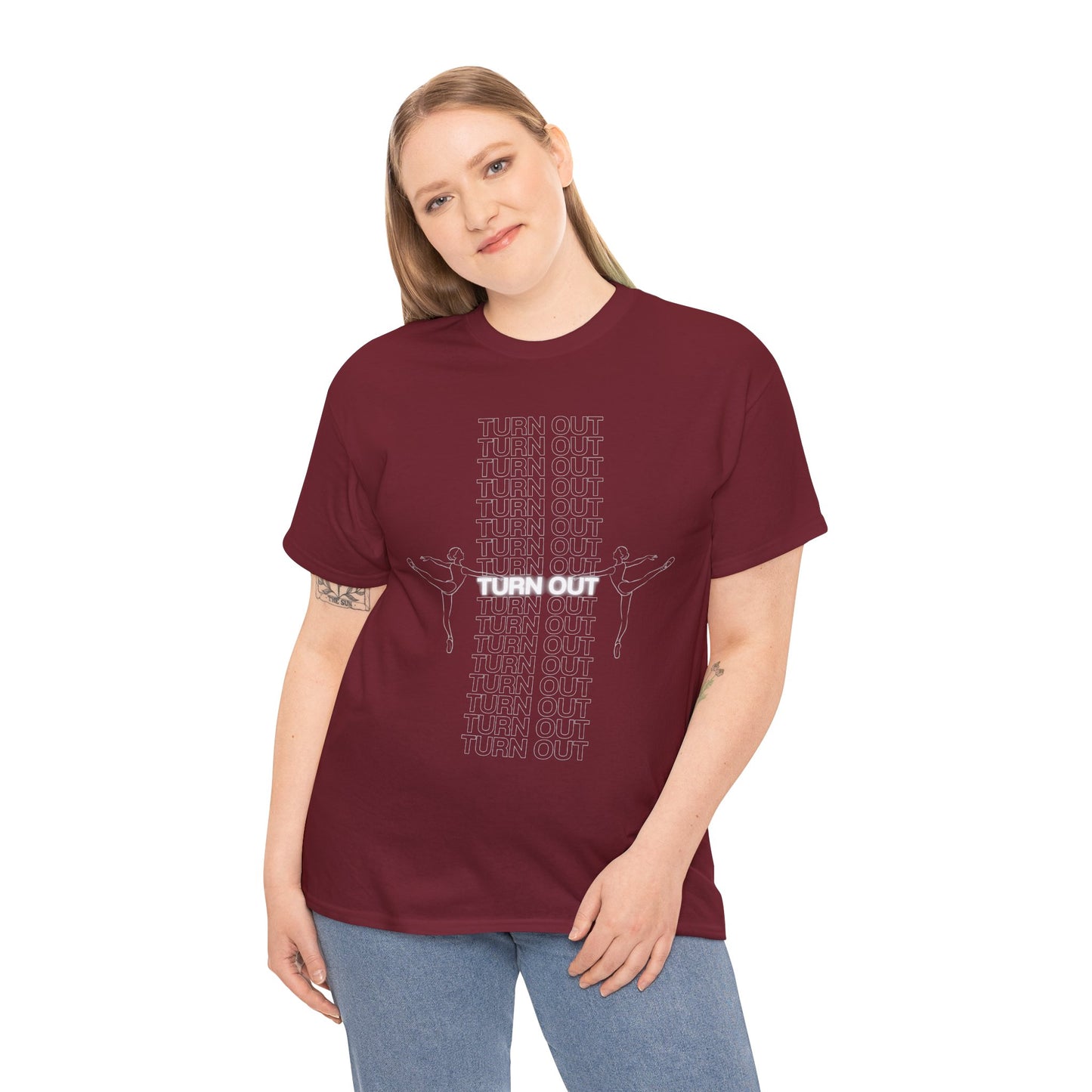 "Turn Out" Ballerina Graphic Unisex Heavy Cotton Tee – Ballet Dance T-Shirt for Dancers & Dance Enthusiasts