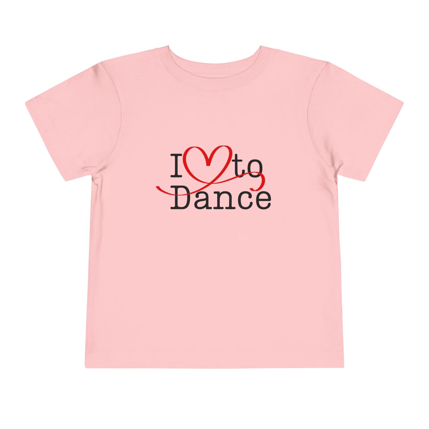 "I Love to Dance" Toddler Short Sleeve Tee – Hand-Drawn Heart Graphic Dance Lover T-Shirt