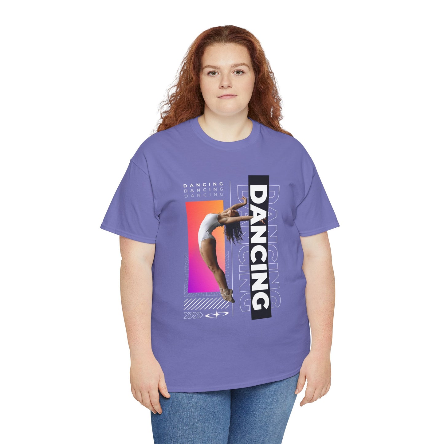 “Dancing” Streetwear-Inspired Female Dancer Unisex Heavy Cotton Tee – Urban Dance Graphic T-Shirt for Performers and Dance Lovers
