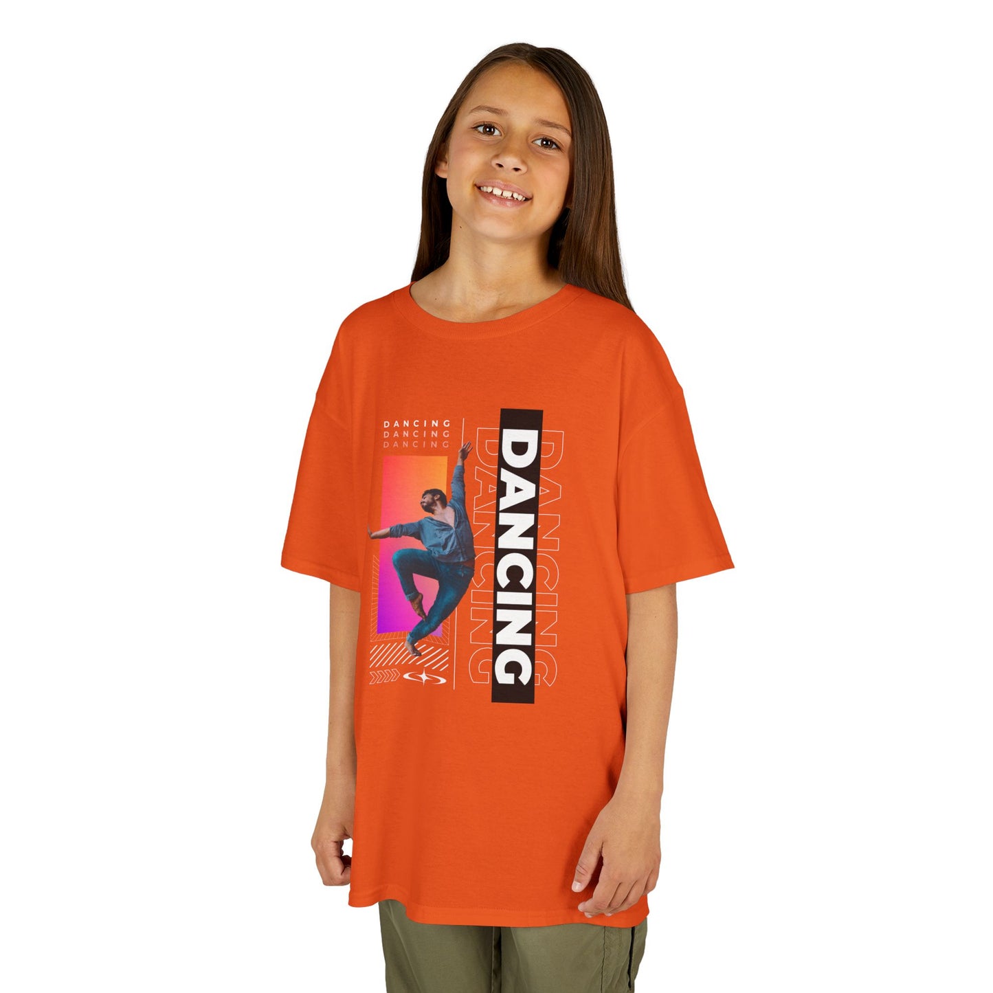 “Dancing” Youth Short Sleeve T-Shirt – Streetwear-Inspired Male Dancer Graphic – Trendy Kids Dance Apparel Tee
