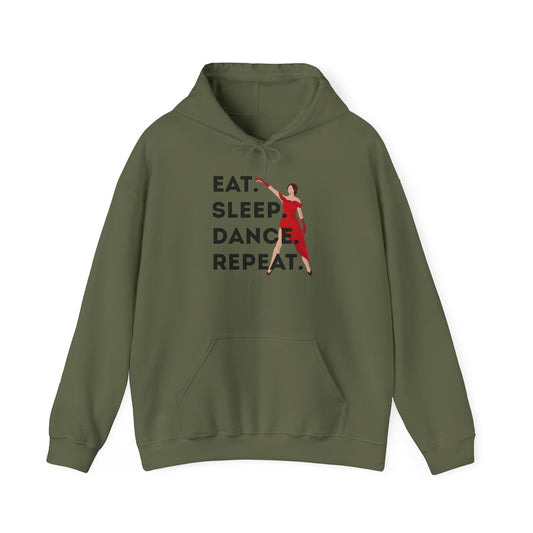 "Eat Sleep Dance Repeat" Unisex Dance Hoodie – Bold Graphic Sweatshirt for Dancers