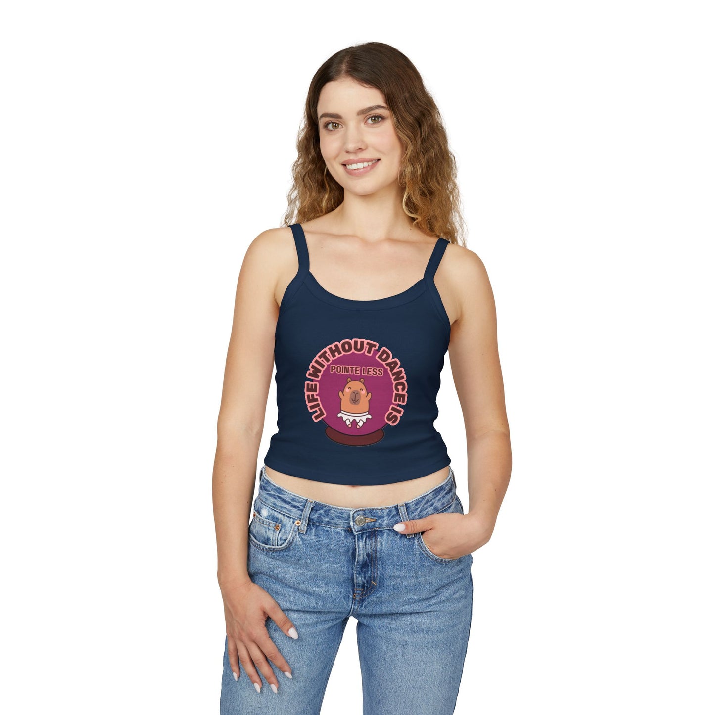 "Life Without Dance is Pointeless" Capybara Tank – Women's Spaghetti Strap Dance Top with Cute Animal Graphic