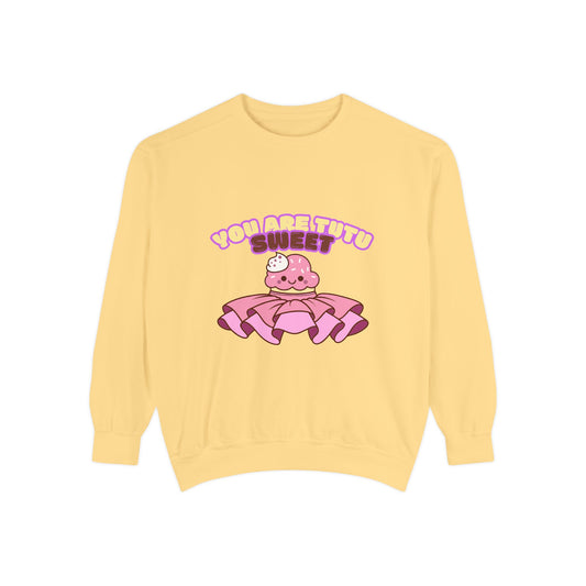 "You Are Tutu Sweet" Unisex Lightweight Crewneck Sweatshirt – Kawaii Cupcake in a Tutu Graphic Pullover for Ballet & Dance Lovers