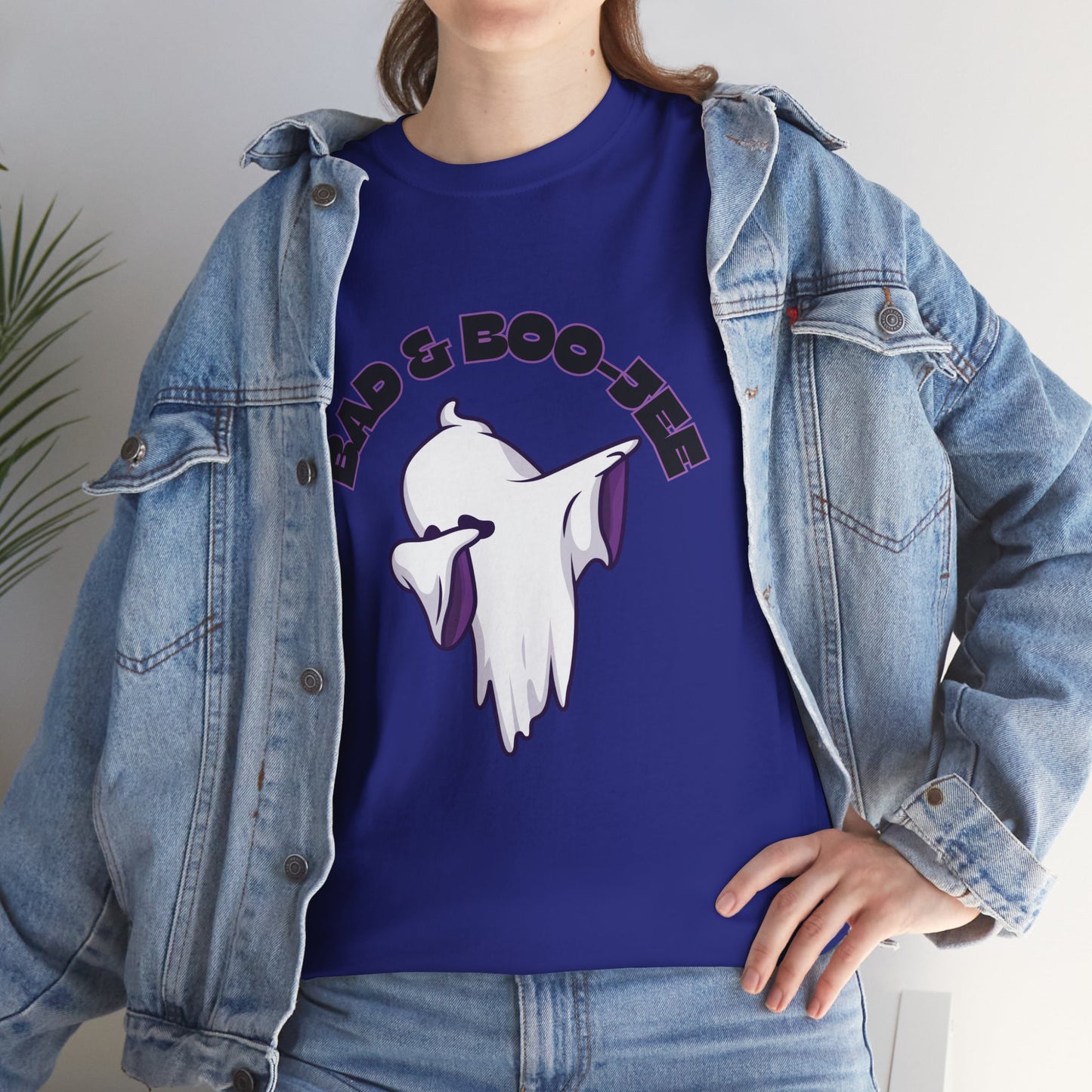 “Bad & Boo-jee” Funny Halloween Dance T-Shirt with Cute Ghost Dab Graphic - Unisex Heavy Cotton Tee