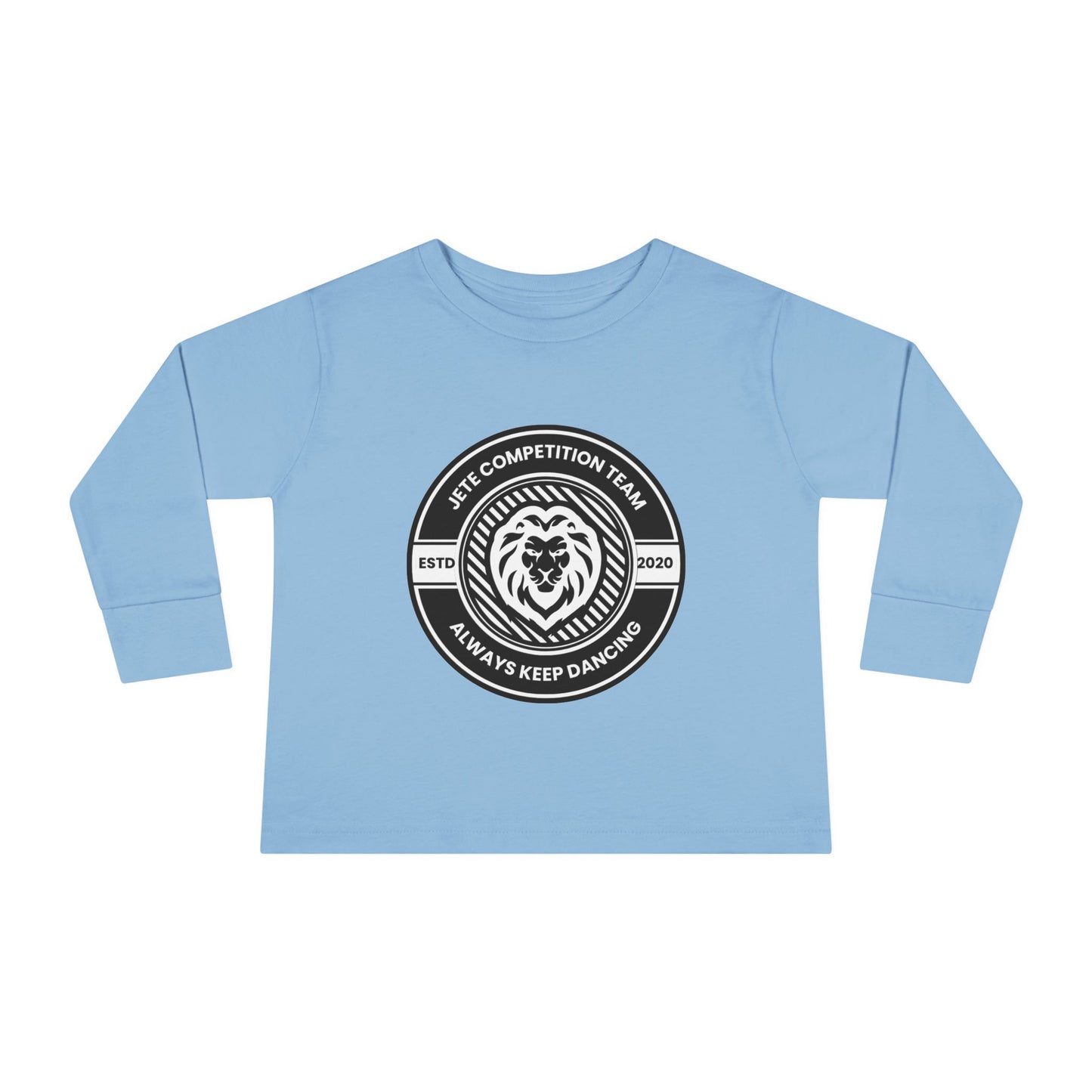 "Jeté Competition Team – Always Keep Dancing" Toddler Dance T-Shirt – Collegiate-Inspired Emblem Graphic Long Sleeve Tee for Kids