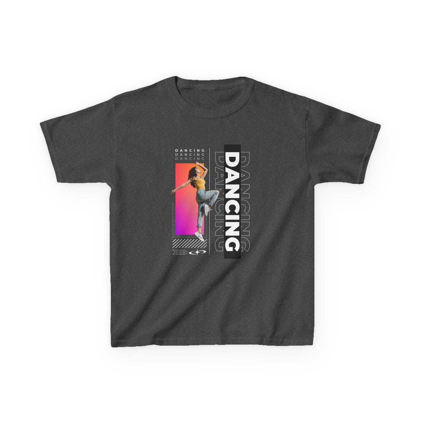 "Dancing" Youth Short Sleeve T-Shirt – Streetwear-Inspired Design with Female Dancer Graphic – Trendy Dance Apparel for Kids
