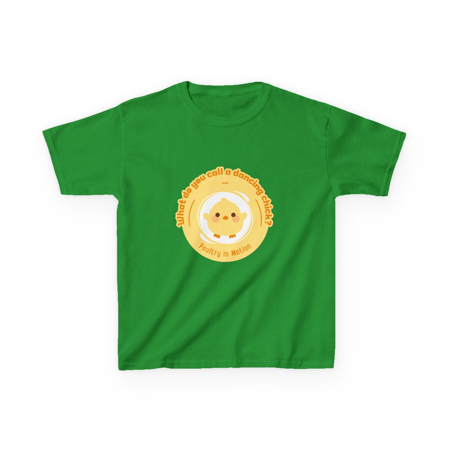 “What do you call a dancing chick? Poultry in Motion” Funny Chick Dance Tee for Kids – Cute Chicken Graphic - Youth Dance Pun T-Shirt