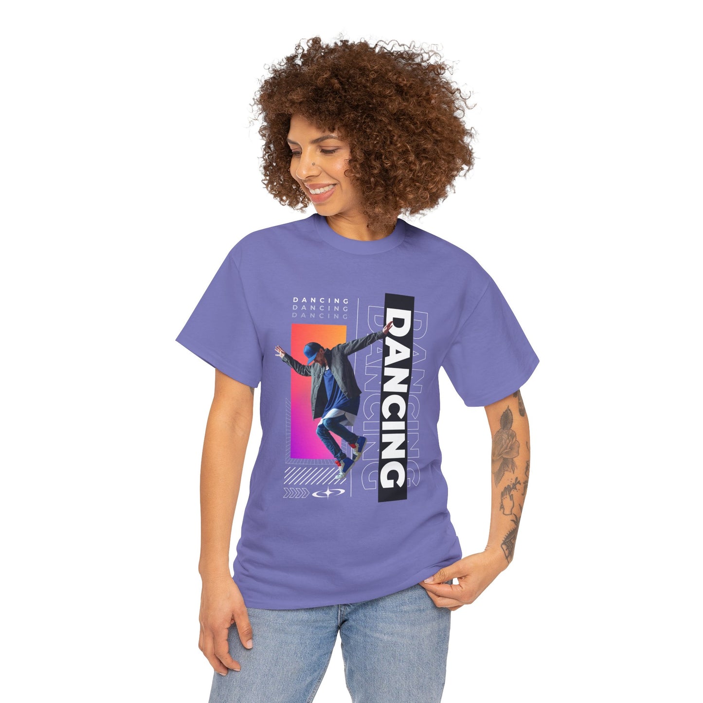 “Dancing” Streetwear-Inspired Male Dancer Unisex Heavy Cotton Tee – Urban Dance Graphic T-Shirt for Performers and Dance Lovers
