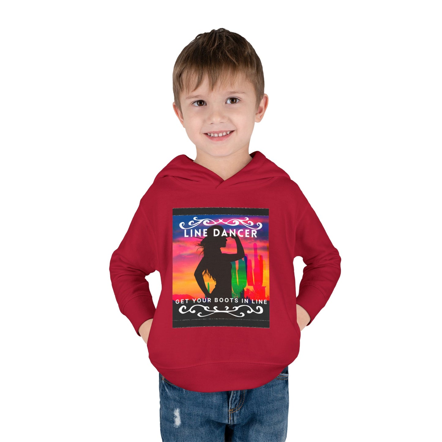 "Line Dancer, Get Your Boots in Line" Streetwear Dance Graphic – Toddler Pullover Hoodie