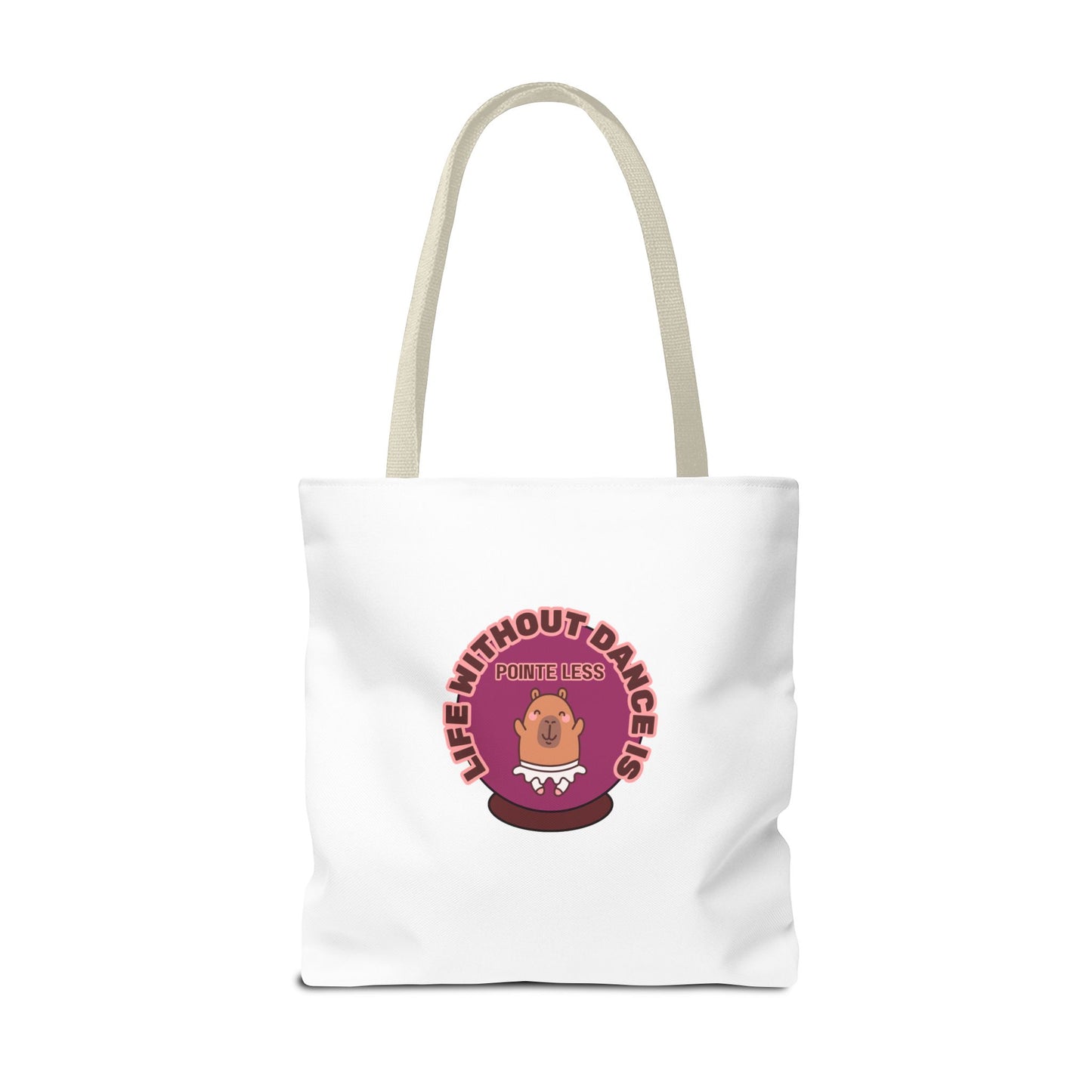 "Life Without Dance Is Pointeless" Capybara Canvas Tote Bag – Funny Dance Pun Tote for Dancers & Animal Lovers
