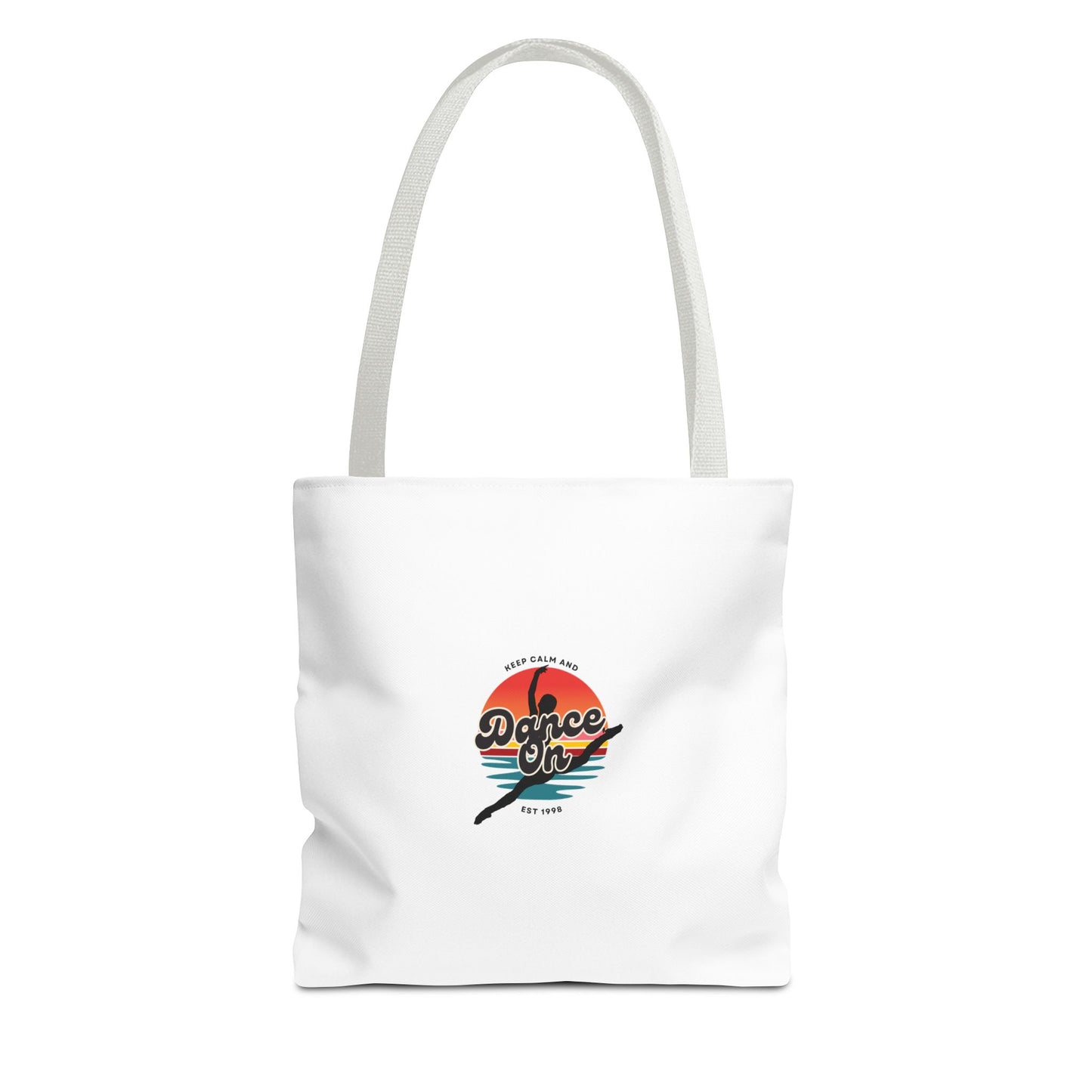 "Keep Calm and Dance On" Canvas Tote Bag – Retro Dance Graphic, Durable Shopping & Everyday Dance Bag