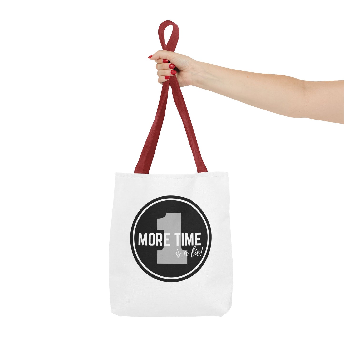 "One More Time is a Lie" Dance Tote Bag – Bold Emblem Graphic Canvas Bag for Dancers, Rehearsals & Everyday Use