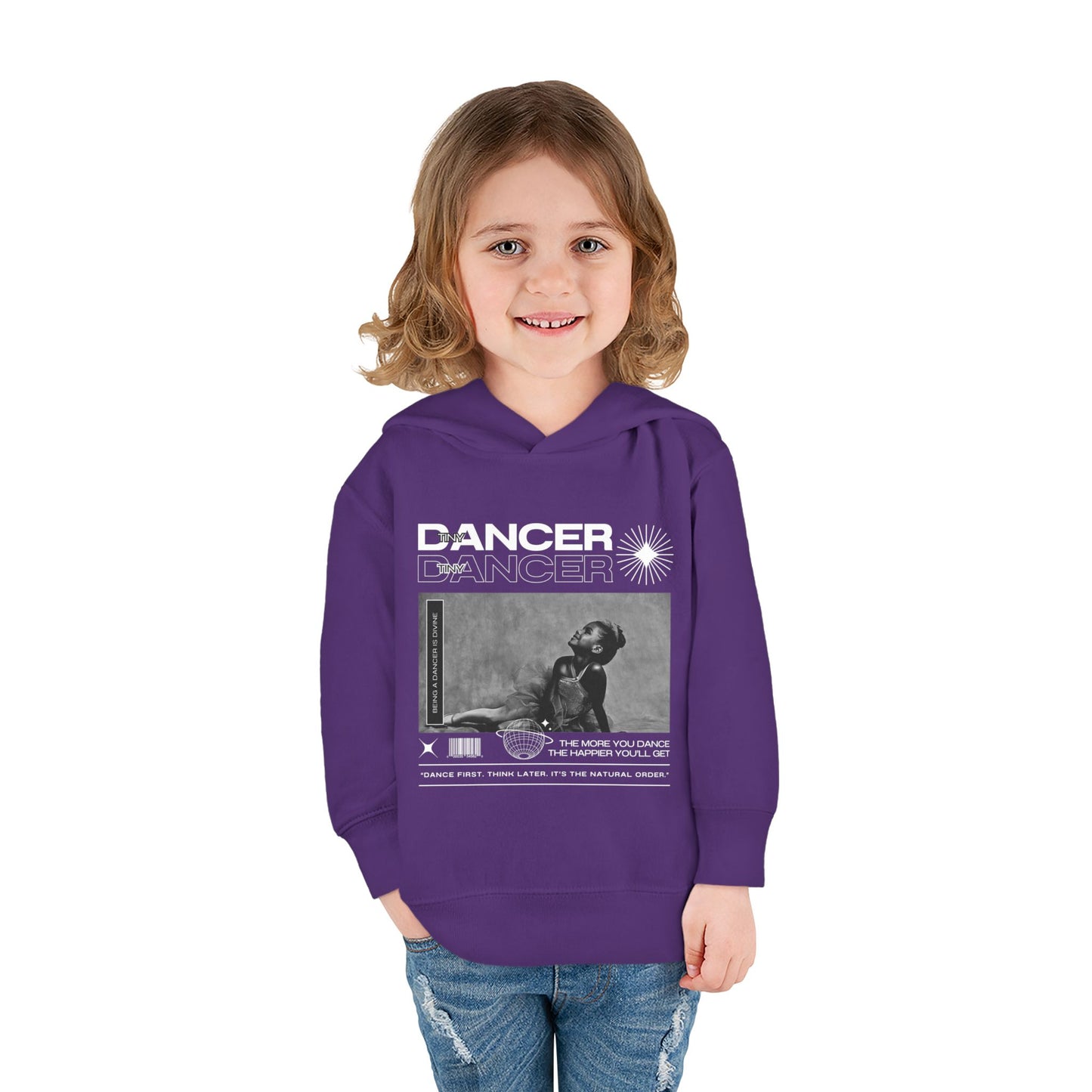 “Tiny Dancer” Toddler Pullover Hoodie – Streetwear-Inspired Ballet Dancer Graphic Sweatshirt for Kids