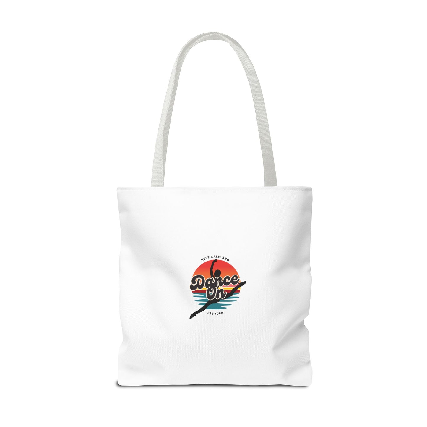 "Keep Calm and Dance On" Canvas Tote Bag – Retro Dance Graphic, Durable Shopping & Everyday Dance Bag