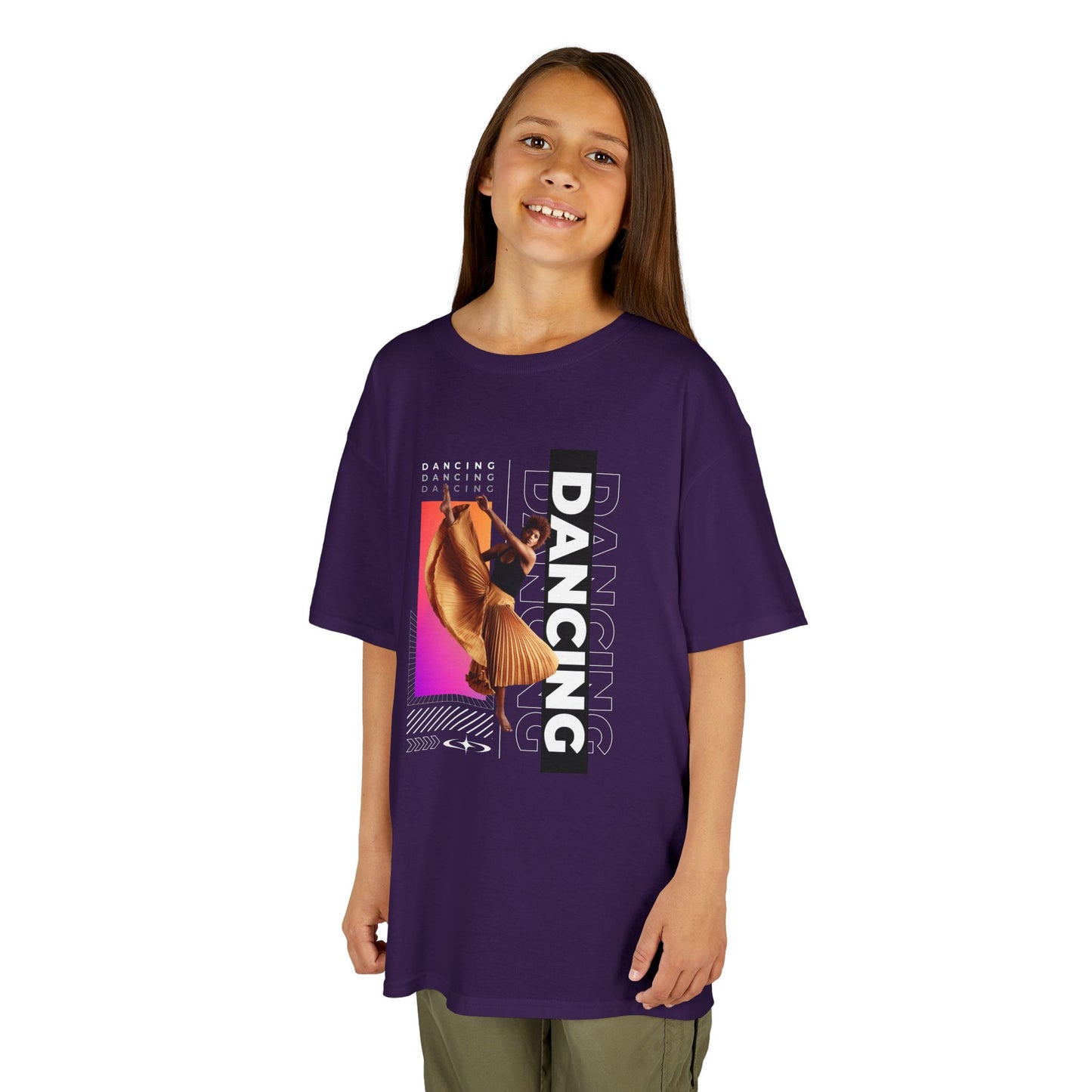 "Dancing" Youth Short Sleeve T-Shirt – Streetwear-Inspired Female Dancer Graphic – Stylish Dance Apparel for Kids