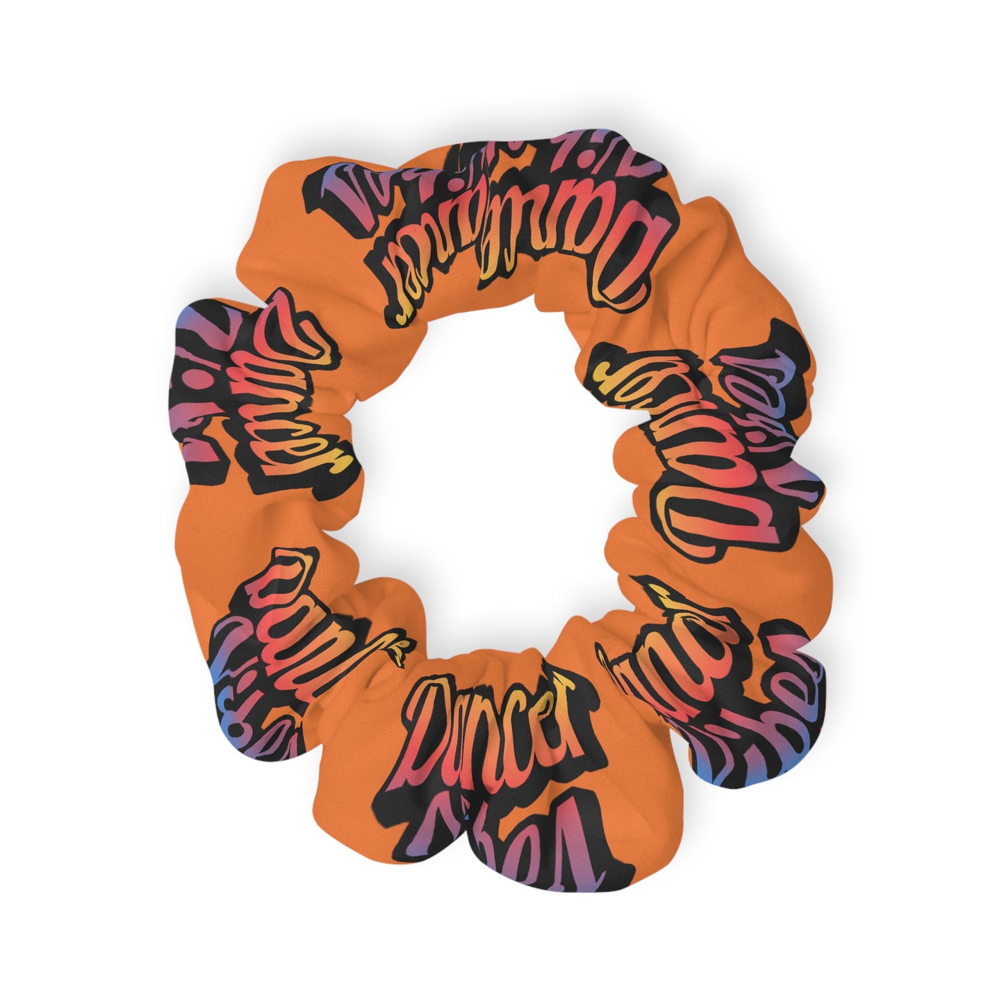 “Dancer Vibes” Scrunchie – Colorful Text Dance Hair Accessory for Performers and Dance Lovers
