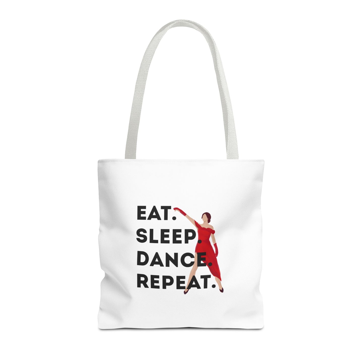 "Eat Sleep Dance Repeat" Canvas Tote Bag – Bold Dancer Graphic Dance Bag for Studio, School & Everyday Use