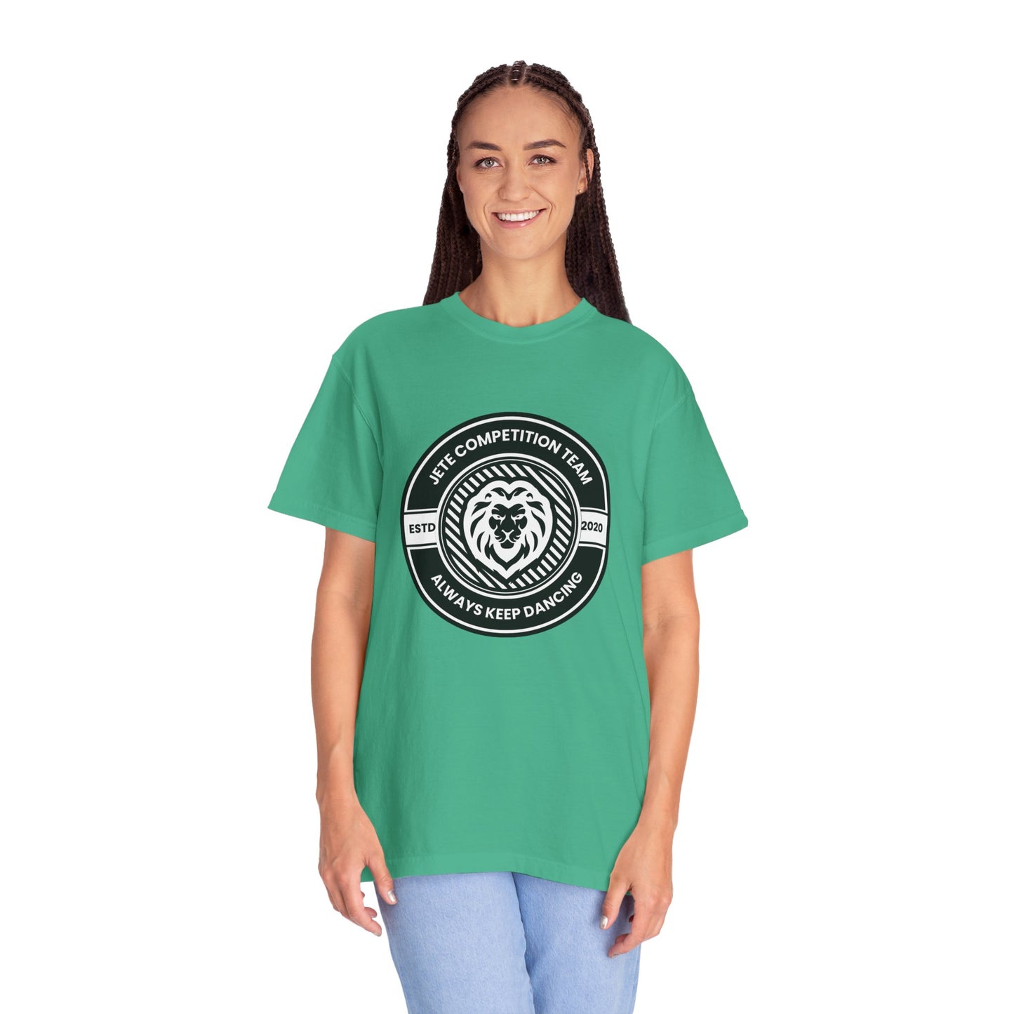 "Jeté Competition Team, Always Keep Dancing" Unisex Garment-Dyed T-Shirt – Collegiate-Style Dance Graphic Tee – Shirt for Dancers & Teams