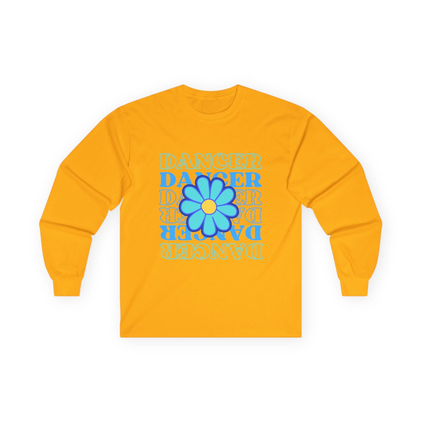 "Dancer" Unisex Long Sleeve Tee – Elegant Floral Text Graphic Dance Shirt for Performers, Instructors & Studio Style