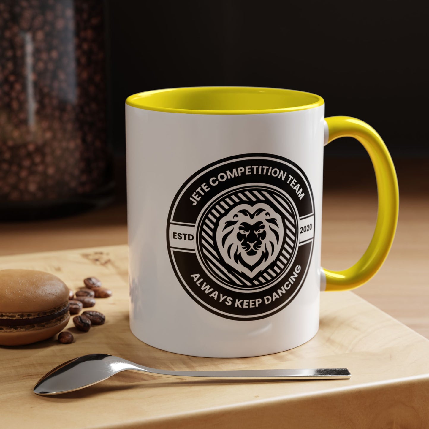"Jeté Competition Team – Always Keep Dancing" Accent Coffee Mug – Collegiate Style Ceramic Mug for Dancers and Studio Teams