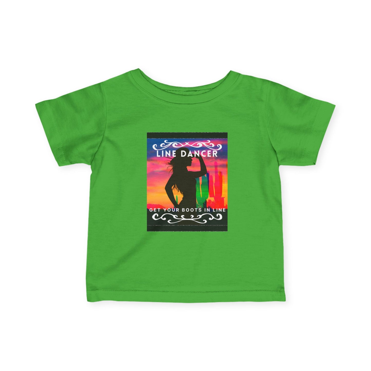 "Line Dancer, Get Your Boots in Line" Western-Inspired Graphic – Infant Fine Jersey Dance Tee