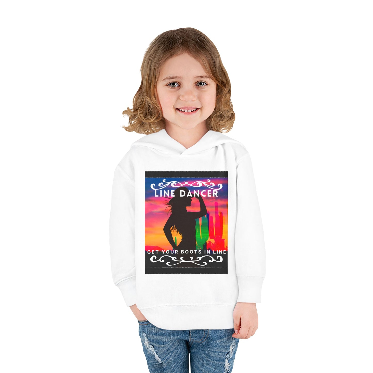 "Line Dancer, Get Your Boots in Line" Streetwear Dance Graphic – Toddler Pullover Hoodie