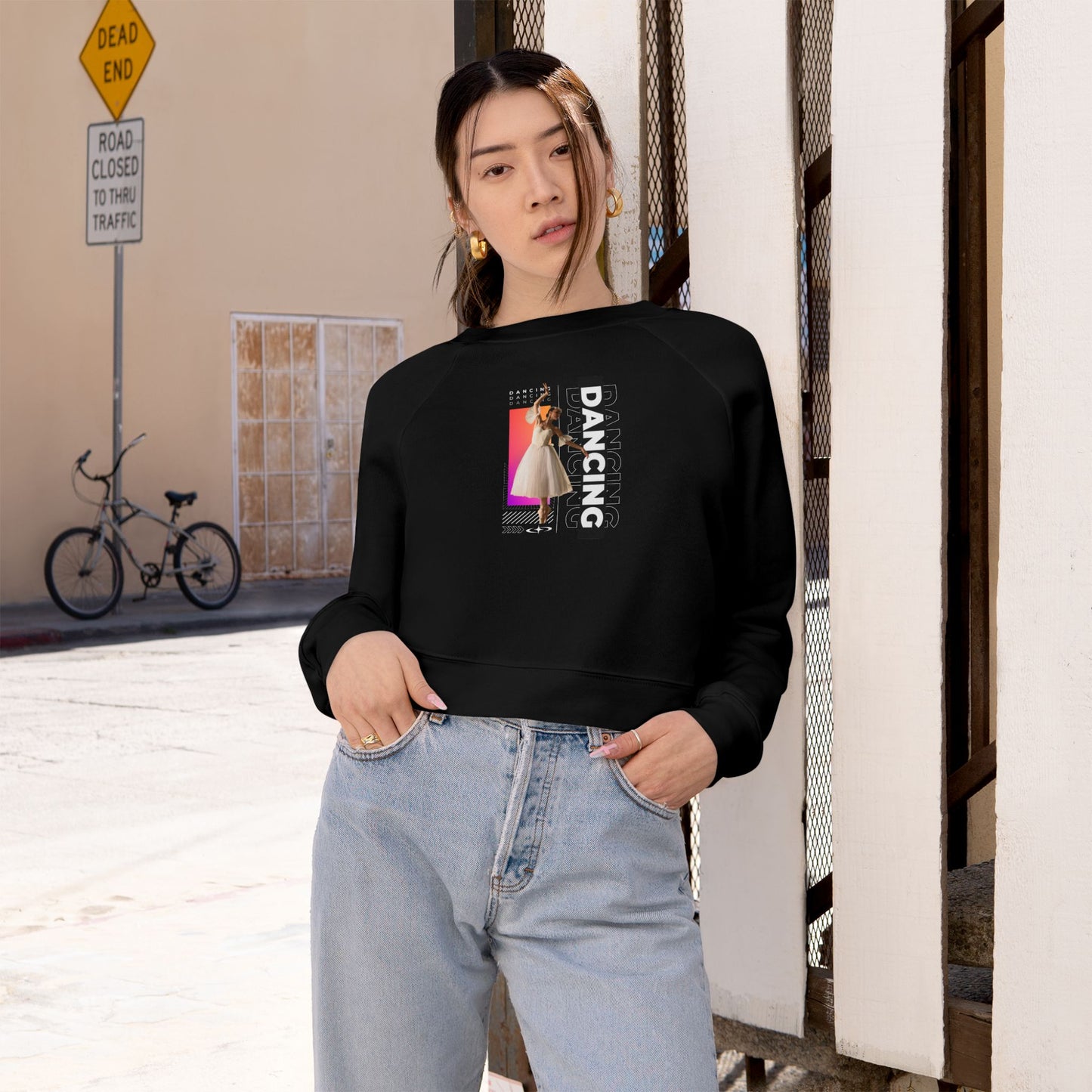 “Dancing” Female Dancer Streetwear Graphic | Ballet & Dance Sweatshirt for Dancers & Enthusiasts - Women’s Cropped Sweatshirt