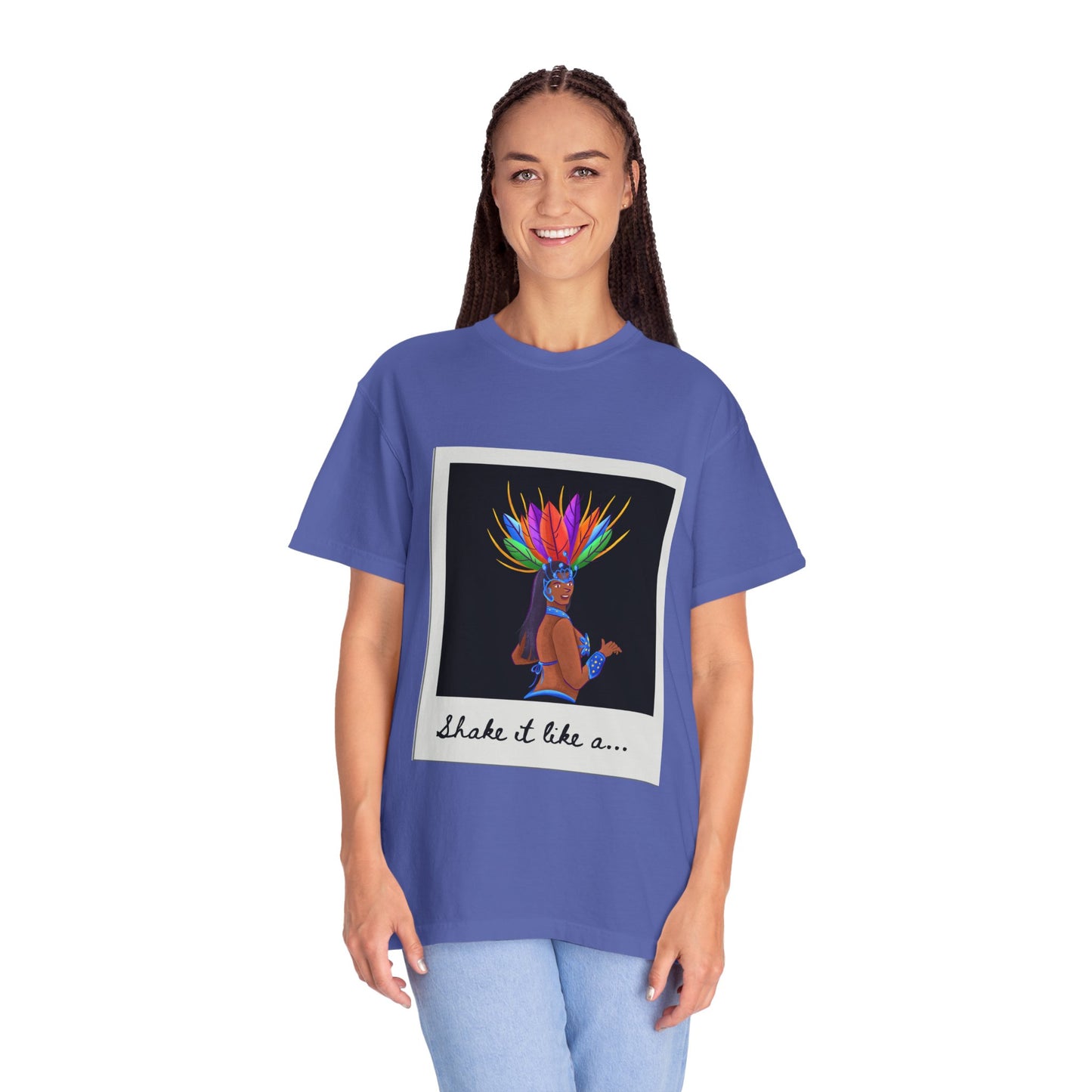 "Shake It Like a Samba Star" Unisex Garment-Dyed Dance T-Shirt – Bold Carnival-Inspired Graphic Tee for Dancers