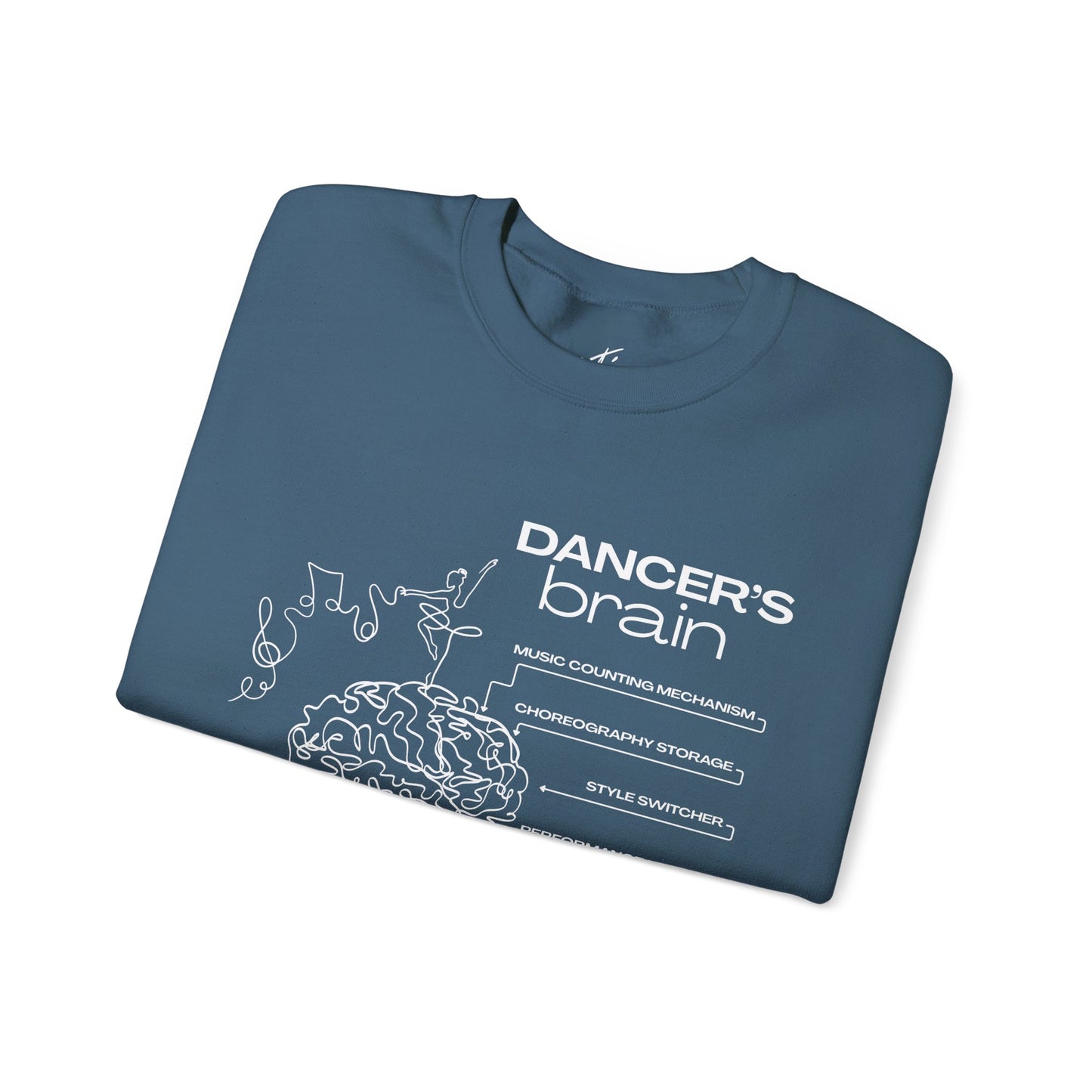 “Dancer’s Brain” Funny Dance Anatomy Sweatshirt – Unisex Heavy Blend Crewneck with Optional Name or Studio Personalization