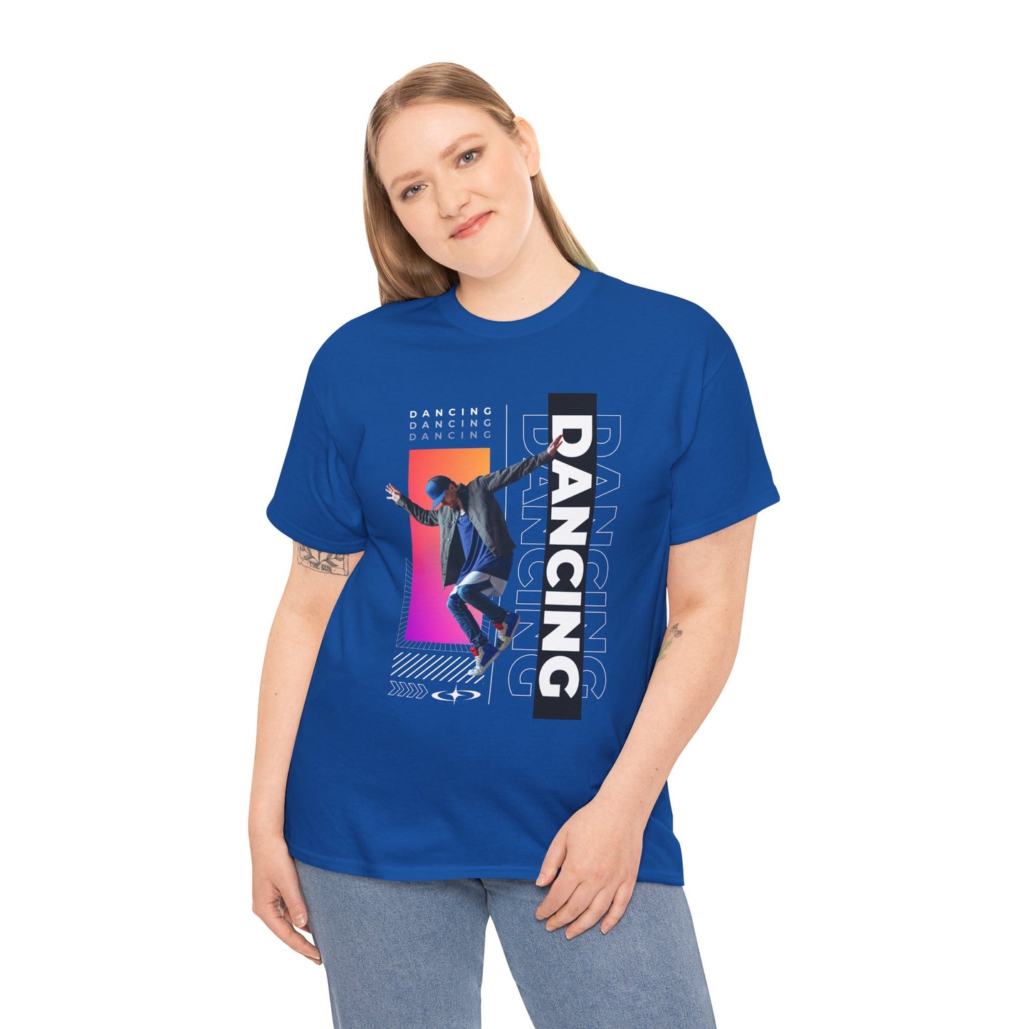 “Dancing” Streetwear-Inspired Male Dancer Unisex Heavy Cotton Tee – Urban Dance Graphic T-Shirt for Performers and Dance Lovers