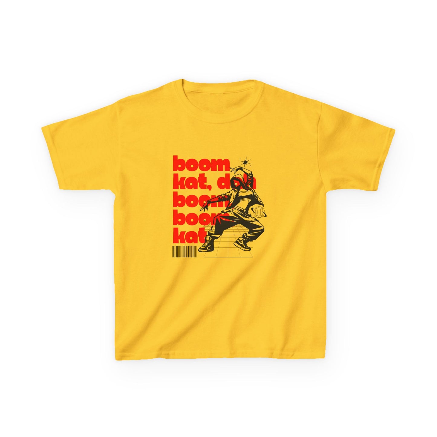 “Boom Kat Youth Short Sleeve Dance T-Shirt – Bold Streetwear-Inspired Graphic Tee for Kids