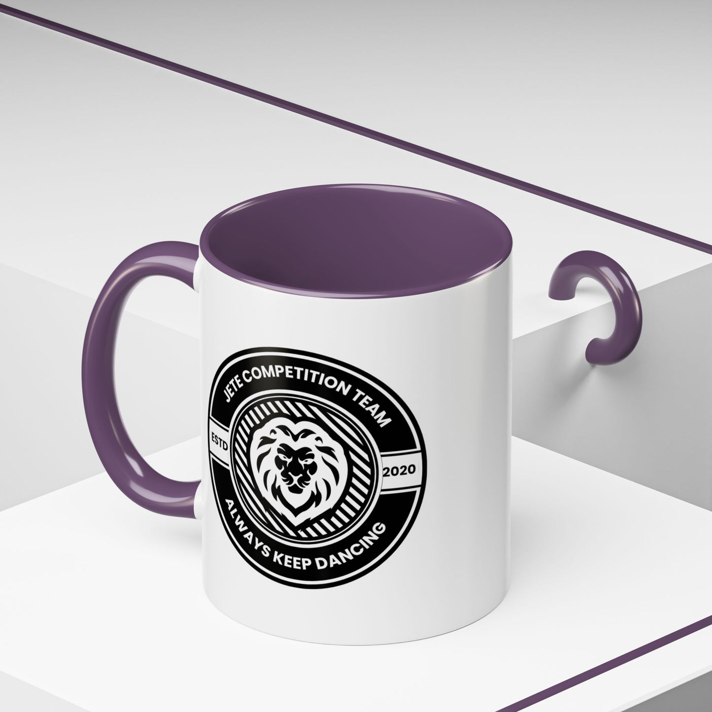 "Jeté Competition Team – Always Keep Dancing" Accent Coffee Mug – Collegiate Style Ceramic Mug for Dancers and Studio Teams
