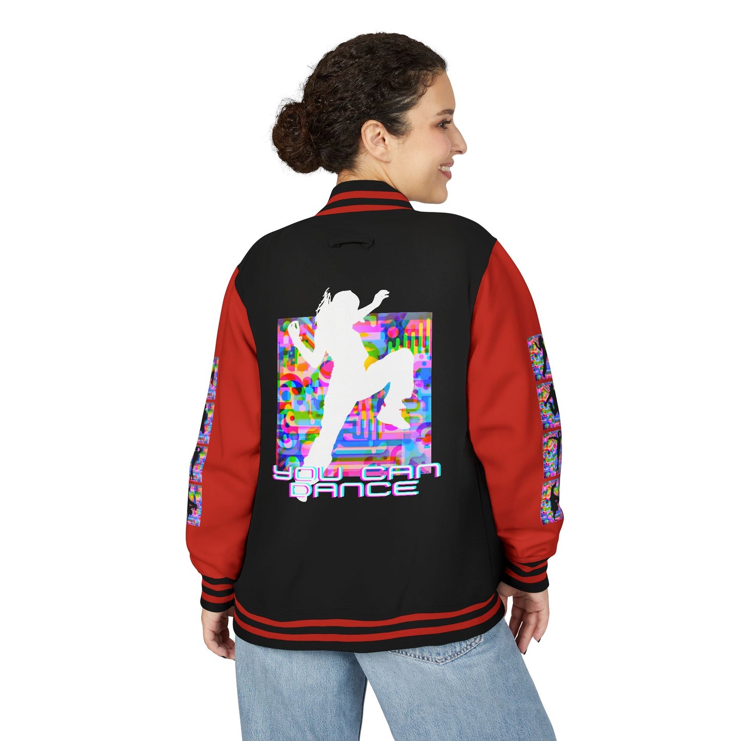 Levels Premium Collection Dance Letterman Jacket β Colorful Unisex Streetwear Varsity Jacket with "Levels Pictures Textures" Front and Dancer Silhouette Back Graphic