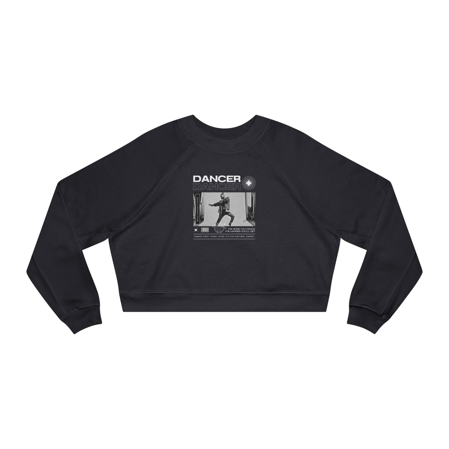 “Dancer” Jazz-Inspired Pose Streetwear Graphic | Jazz & Ballet Dance Sweatshirt for Dancers & Enthusiasts - Women’s Cropped Sweatshirt
