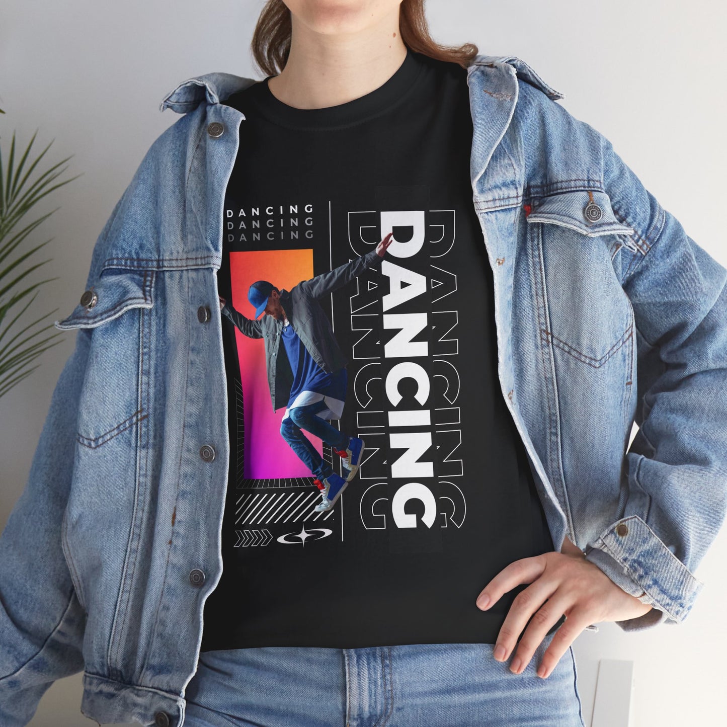 “Dancing” Streetwear-Inspired Male Dancer Unisex Heavy Cotton Tee – Urban Dance Graphic T-Shirt for Performers and Dance Lovers