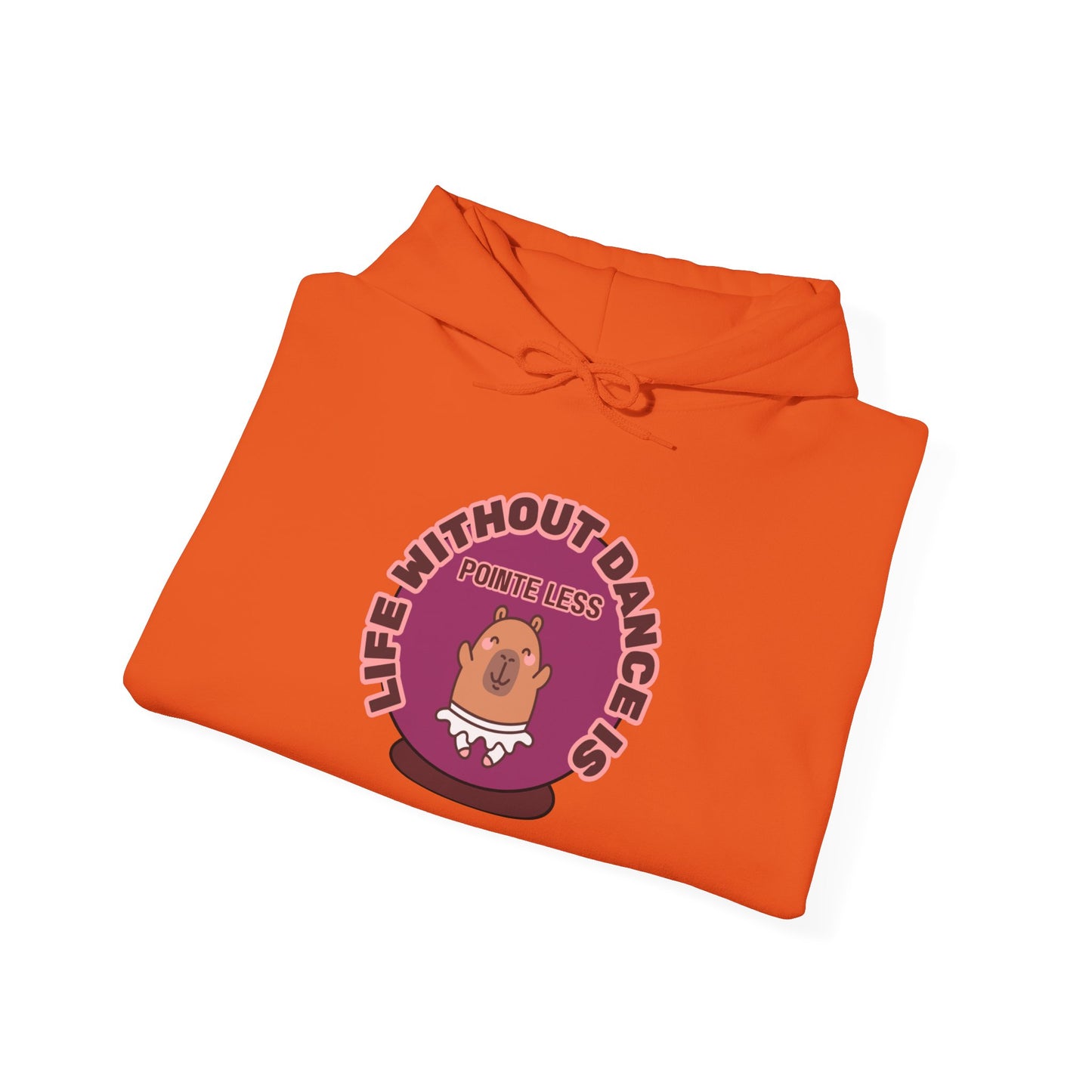 “Life Without Dance is Pointeless" Unisex Heavy Blend Hooded Sweatshirt – Cute Capybara Graphic Hoodie for Adults and Teens