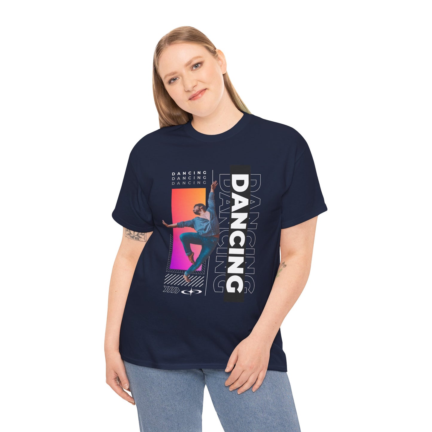 “Dancing” Streetwear-Inspired Male Dancer Unisex Heavy Cotton Tee – Urban Dance Graphic T-Shirt for Performers and Dance Lovers
