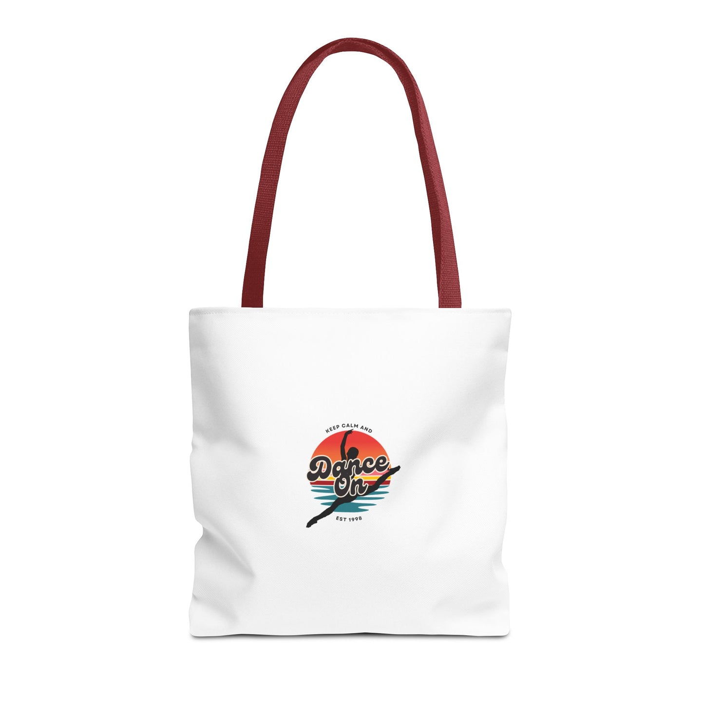 "Keep Calm and Dance On" Canvas Tote Bag – Retro Dance Graphic, Durable Shopping & Everyday Dance Bag