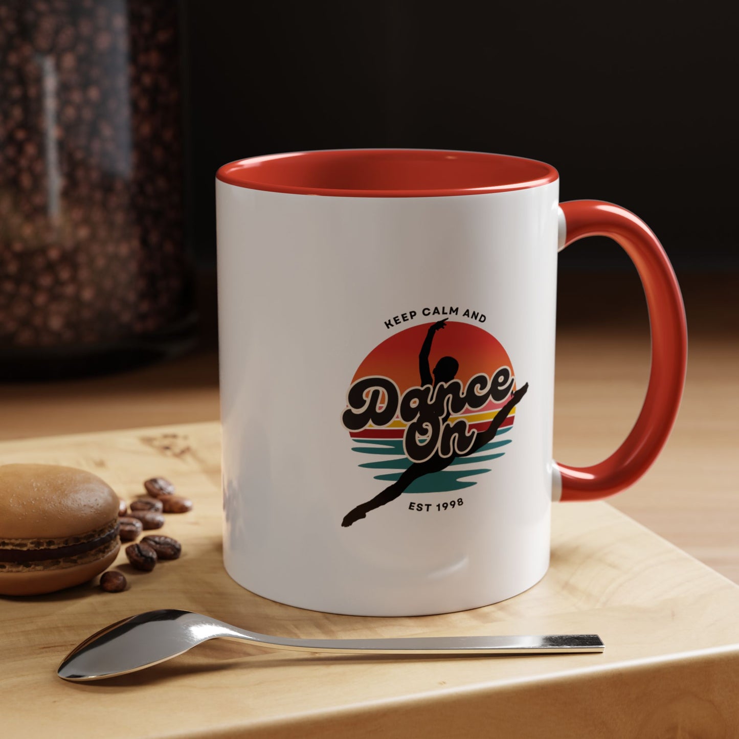 "Keep Calm and Dance On" Accent Coffee Mug – Motivational Dance Quote Ceramic Mug for Dancers and Instructors