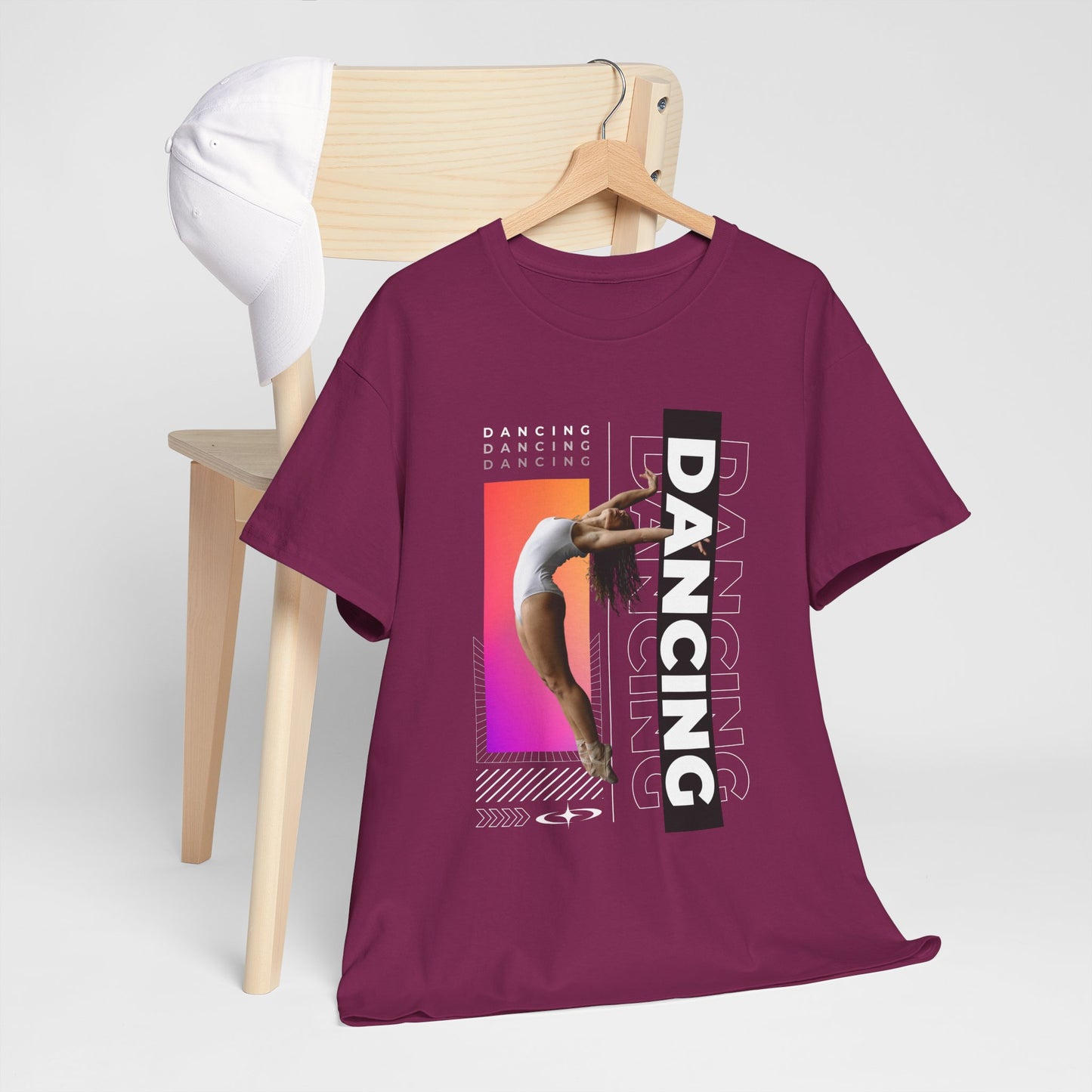“Dancing” Streetwear-Inspired Female Dancer Unisex Heavy Cotton Tee – Urban Dance Graphic T-Shirt for Performers and Dance Lovers
