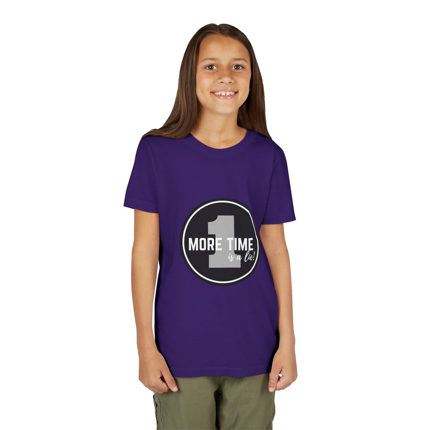 “One More Time is a Lie” Bold Emblem Dancer Graphic T-Shirt for Kids – Funny Dance Rehearsal Shirt - Youth Dance Tee