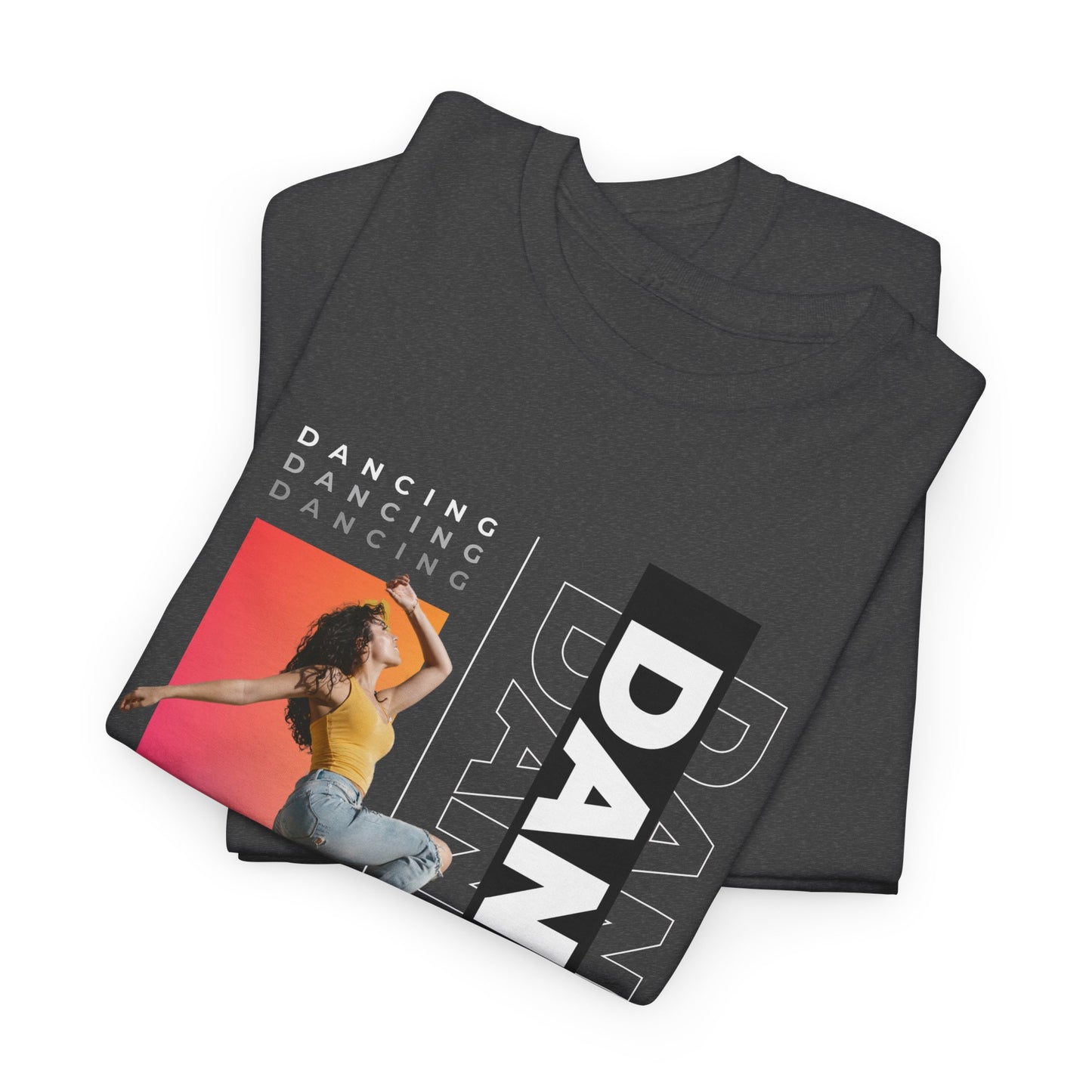 “Dancing” Streetwear-Inspired Female Dancer Unisex Heavy Cotton Tee – Urban Dance Graphic T-Shirt for Performers and Dance Lovers