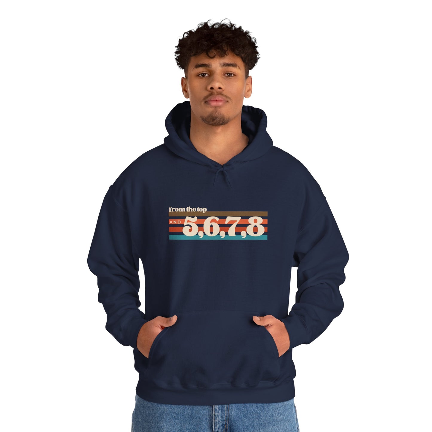 "From the Top and 5, 6, 7, 8" Unisex Hooded Sweatshirt – Retro Dance Rehearsal Hoodie for Dancers & Choreographers