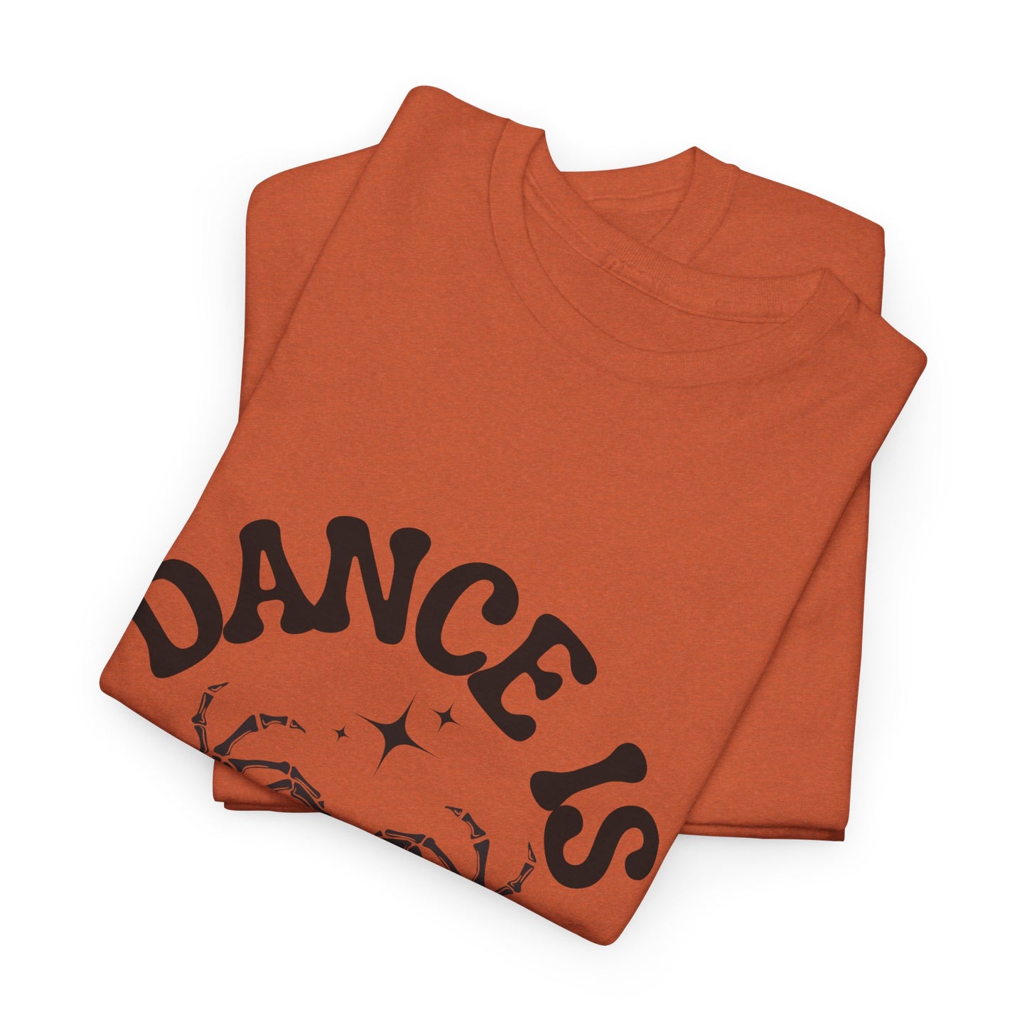“Dance Is in My Bones” Halloween Dance T-Shirt with Cute Skeleton Heart Graphic - Unisex Heavy Cotton Tee