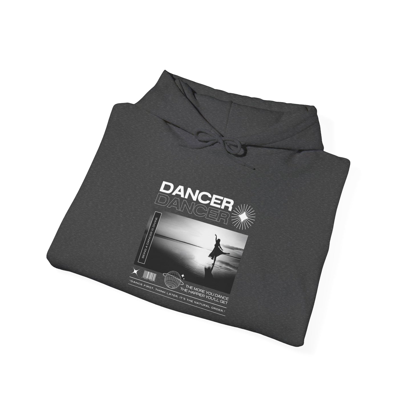 “Dancer” Arabesque on the Beach Graphic | Streetwear-Inspired Dance Hoodie for Ballet & Beach Lovers - Unisex Heavy Blend™ Hoodie