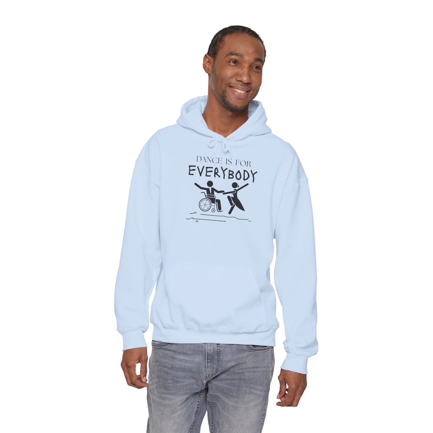 "Dance Is for Everybody" Unisex Hoodie – Inclusive Dance-Themed Hoodie for Teens and Adults with Personalization Option on Sleeve