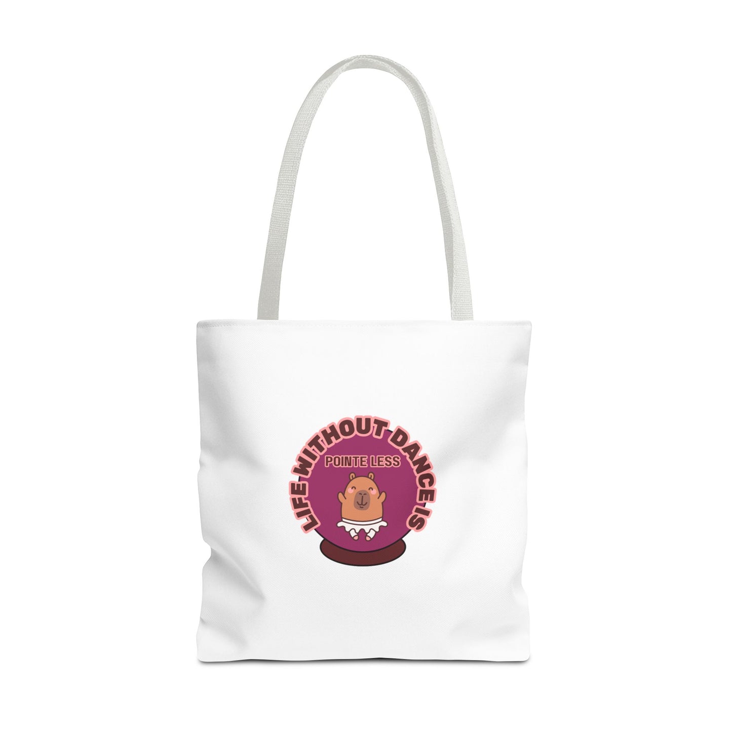 "Life Without Dance Is Pointeless" Capybara Canvas Tote Bag – Funny Dance Pun Tote for Dancers & Animal Lovers