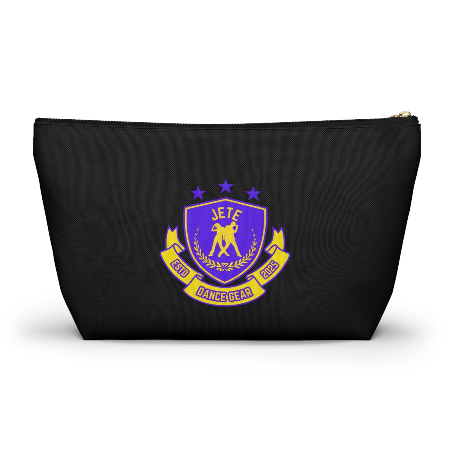 "Jeté Dance Gear" Makeup Bag – Colorful Collegiate-Inspired Dance Graphic – Stylish Zipper Pouch for Cosmetics, Accessories & Team Essentials