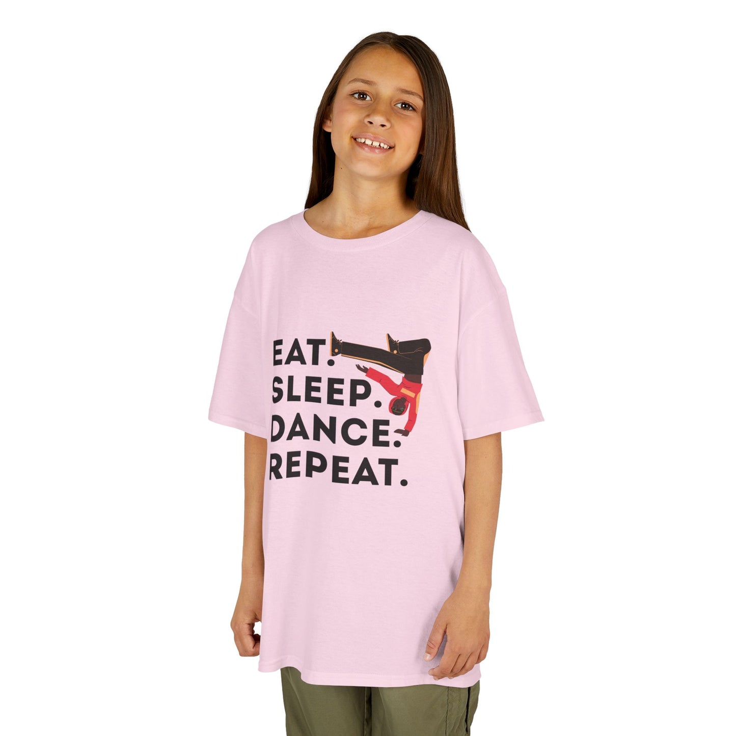 "Eat Sleep Dance Repeat" Youth Short Sleeve Tee – Bold B-Boy Graphic Hip-Hop Dance Shirt for Kids and Young Performers