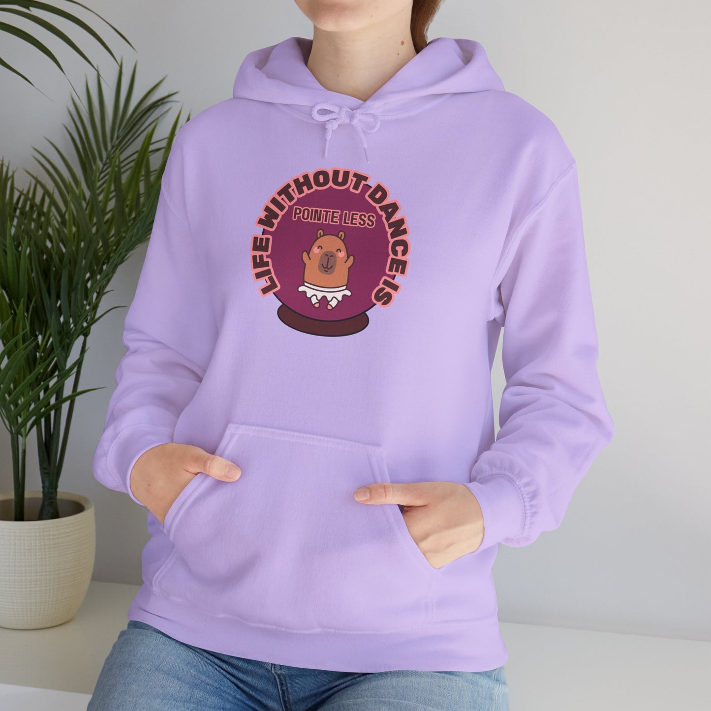 “Life Without Dance is Pointeless" Unisex Heavy Blend Hooded Sweatshirt – Cute Capybara Graphic Hoodie for Adults and Teens